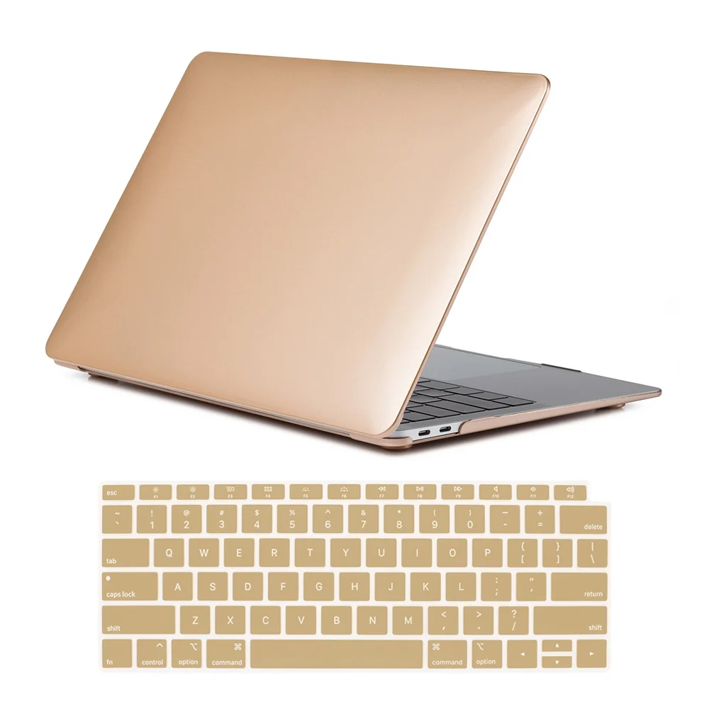 

Прорезиненный матовый золотой жесткий защитный чехол для Apple Macbook Air 11/13 дюйма/Pro 13/15/16/Macbook 12 + чехол для клавиатуры США