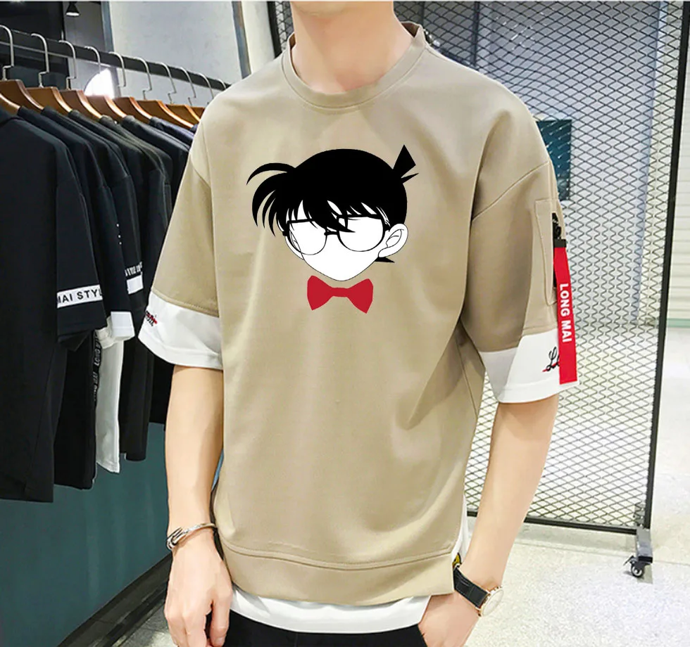 

Футболка с японским аниме детективом Конаном, уличная одежда унисекс для манги, Повседневная футболка для косплея с коротким рукавом для по...