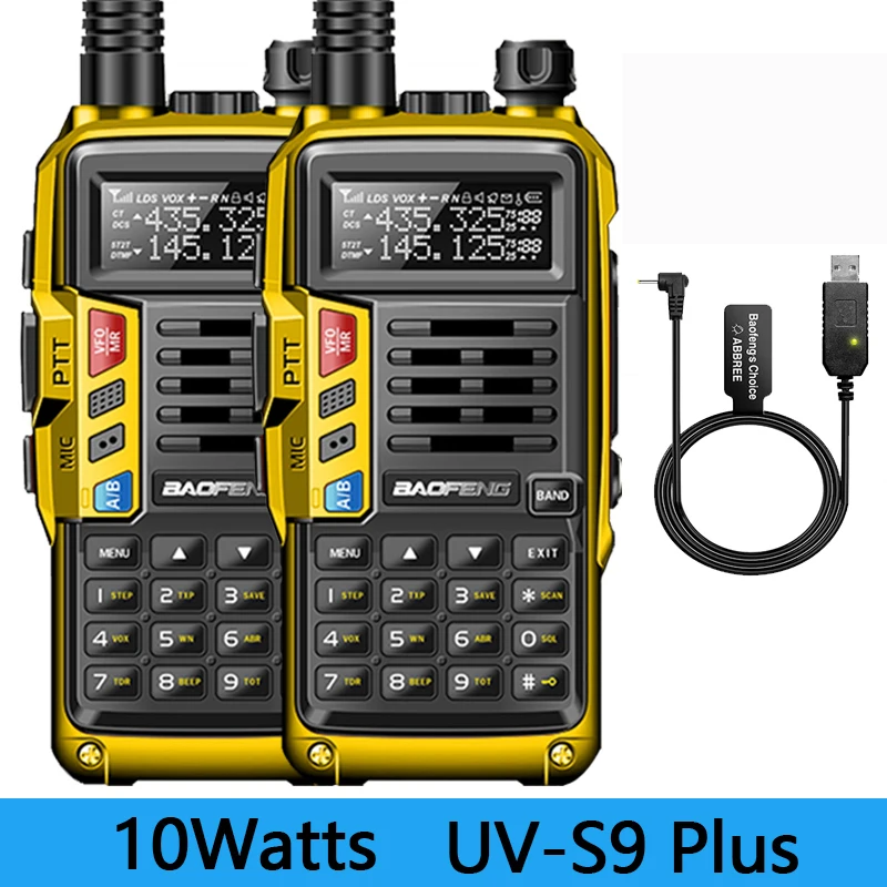2 шт BaoFeng UV-S9 плюс 10 Вт Dual Band двухстороннее радио (136-174MHz VHF и 400-520 МГц UHF) Поддержка