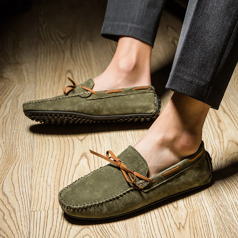 

2021 New Fashion Men Shoes High Quality Soft Leather Slip On Loafers Moccasins Brand Breathable Driving Casual Shoes Big Size 47