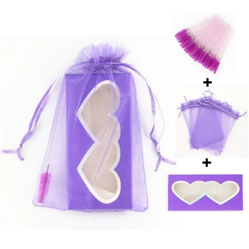 

DOCOCER 50/100 pcs 3 in 1 wholesale eyelash packaging bag 3d strip lash glitter paper box eyelash tweezers applicator
