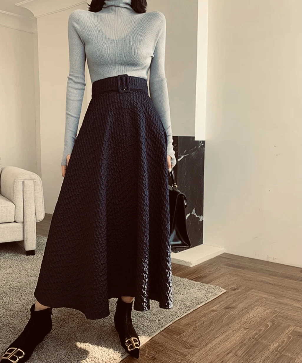 

Spring New 2021SS Women High Quality Casual Long Skirt For Ladies Clothes 2 Color Gndz 2.21