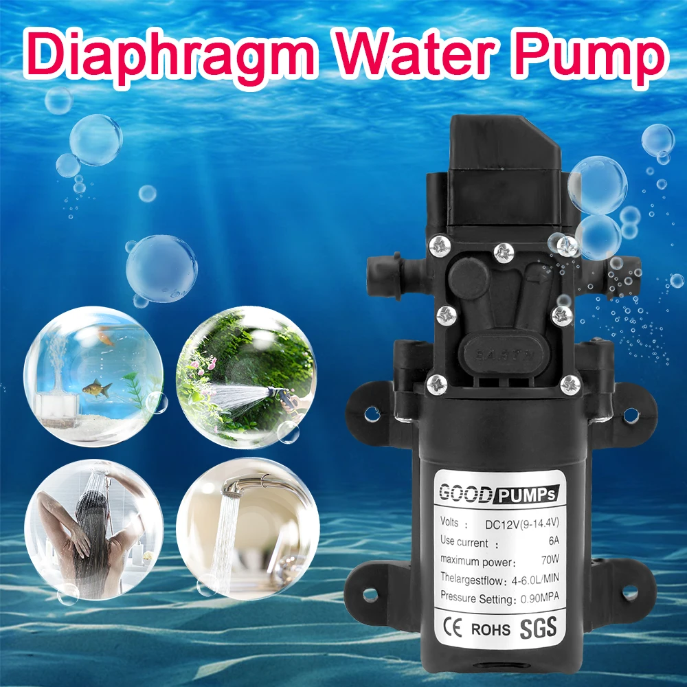 

Self Priming Pump 130PSI 6L/Min Automatic Switch DC 12V 70W Micro Diaphragm Water Pump Multifunction