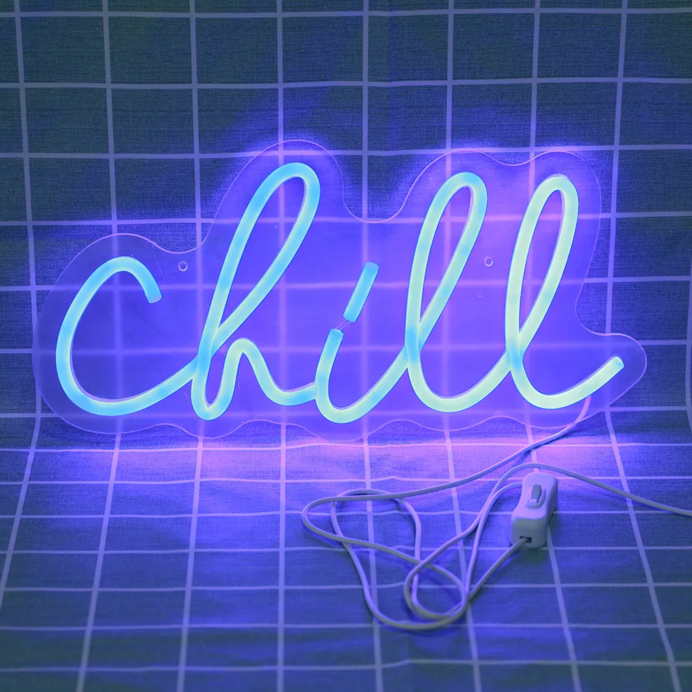 Chill Neon Sign Light Wall Decor Hanging Letter Wedding Party Birthday Bedroom Name Logo Flexible Neon Light For Room Decoration