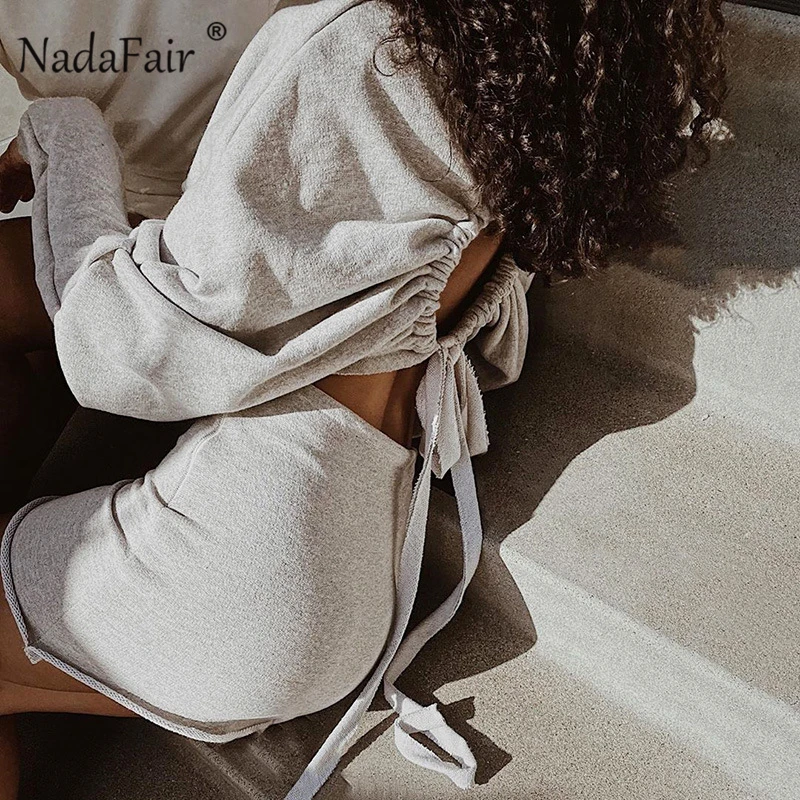 Nadafair с низким вырезом на спине и открытыми плечами облегающее сексуальное платье