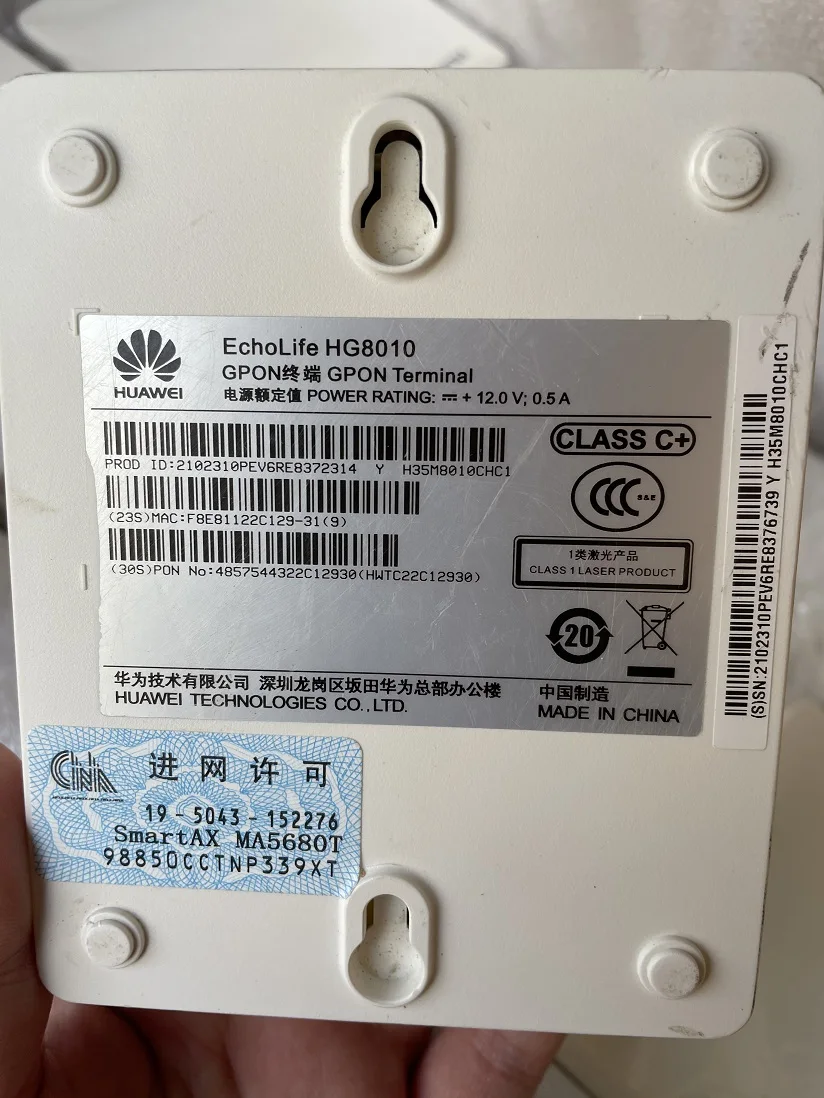 

20PCS onu gpon epon hua wei ont FTTH fiberhome onu modem hg8310m 1GE GPON ONU ONT with English Version second hand