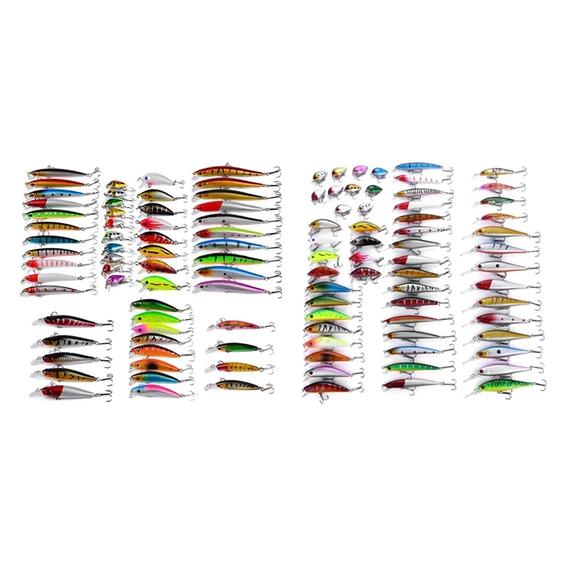 

2 Set Mixed Models Fishing Lures Minnow Lure Lifelike Artificial Crank Baits Tackle Treble Hooks Kit, a & B