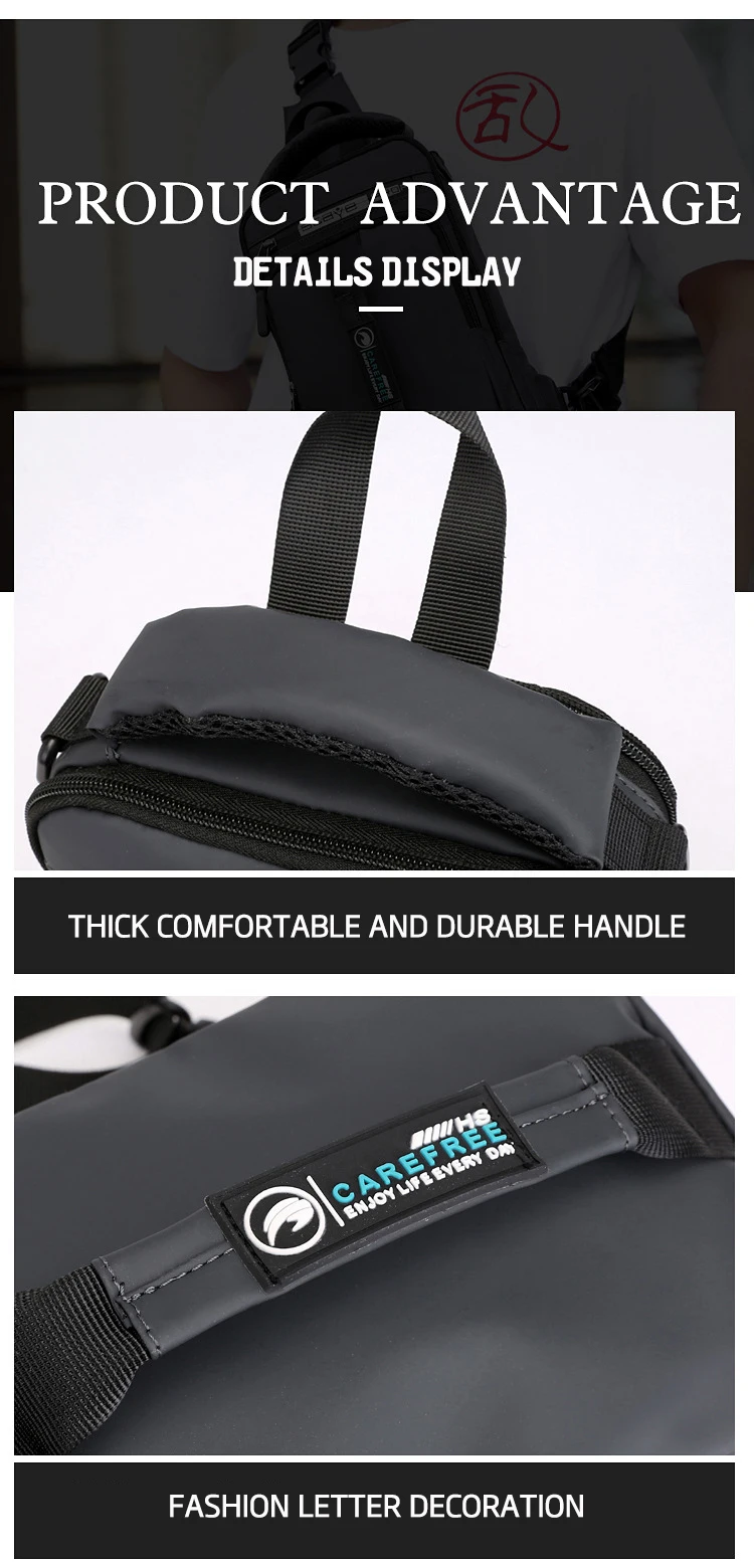OZUKO New Multifunction Crossbody Bag for Men Chest Pack Sling&Double Shoulder Bag Male Waterproof Short Trip Messenger Bag