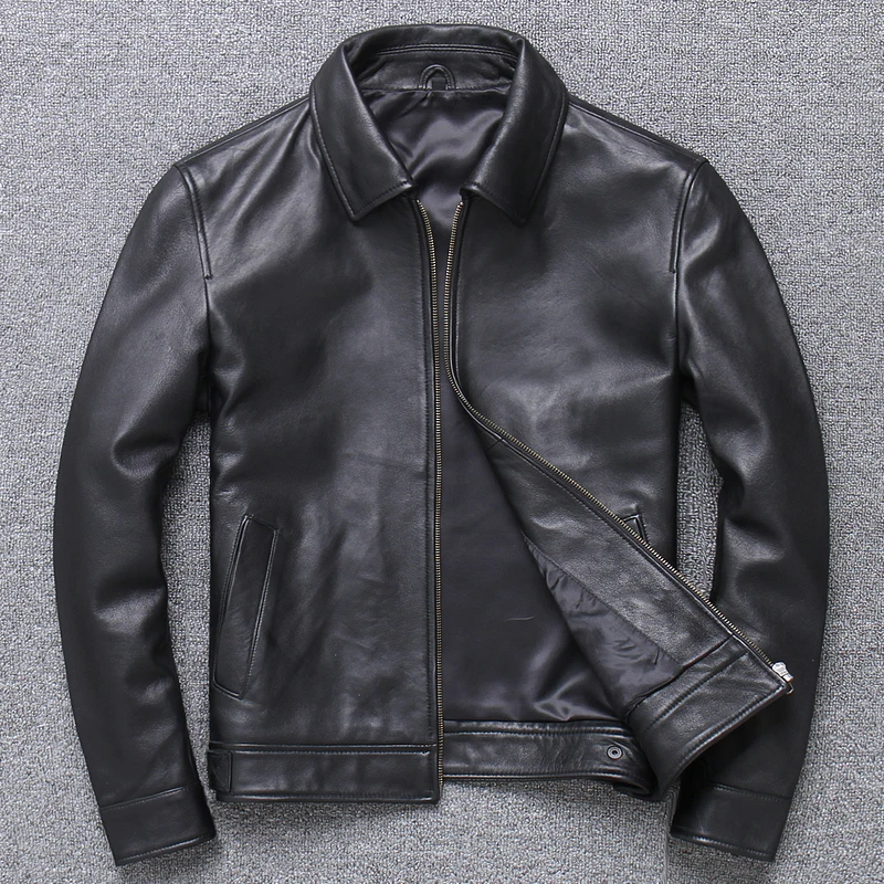 

Plus Size Spring Genuine Leather Jacket Men Quality Business Casual Soft Sheepskin Coat Papa Clothes Sales