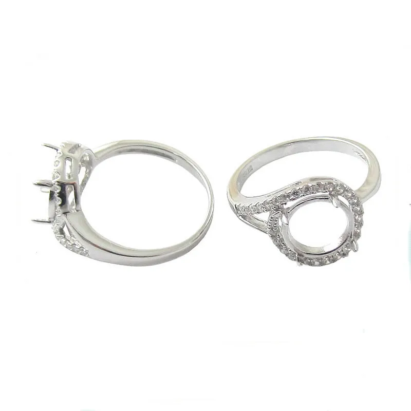 Кольцо из серебра 925 пробы 8 мм с круглым фианитом заготовки для колец