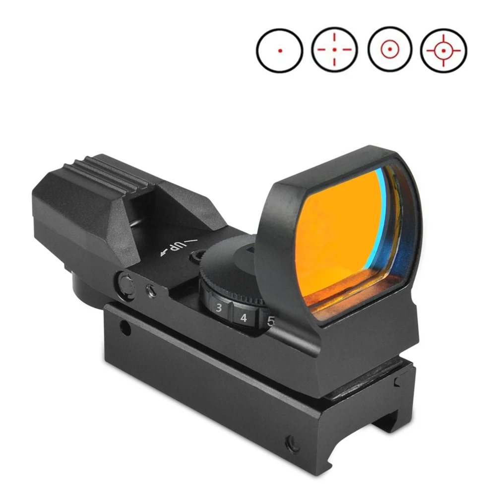 

20mm Hunting Scopes Optics Red Green Dot Sight Rail Riflescope Holographic Tactical Scope Collimator Reflex 4 Reticle for Gun