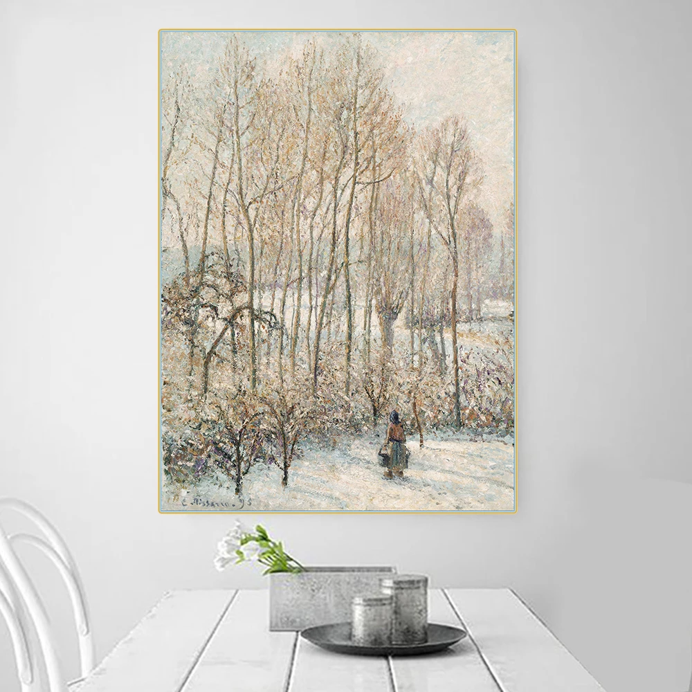 Citon Camille Pissarro《Morning Sunlighton the Snow Eragny-sur-Epte》Canvas Oil Painting Art Picture Wall Decor Home Decoration | Дом и сад