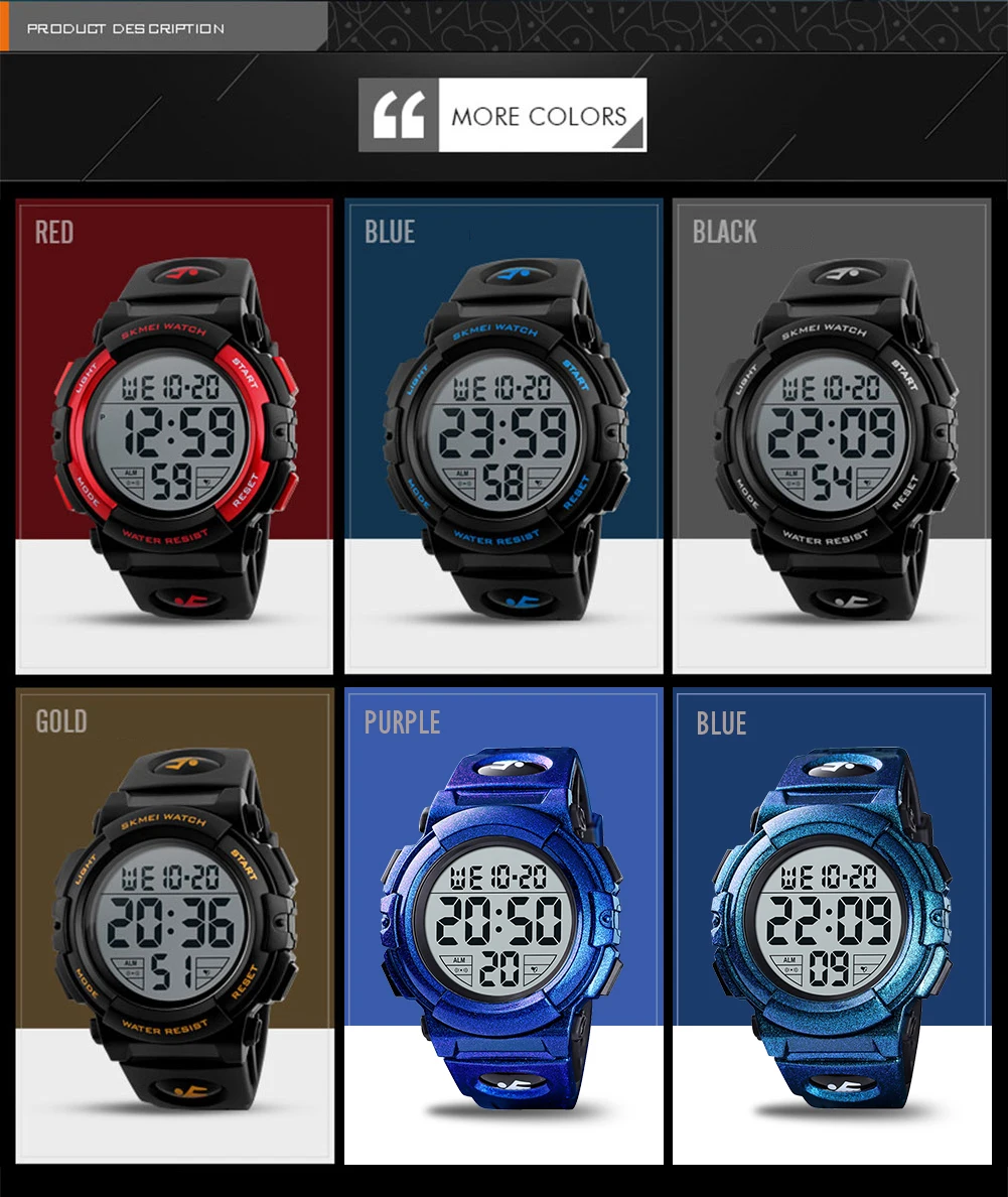 

SKMEI Chrono Men Watch Top Luxury Brand Sport Watch Electronic Digital Male Wrist Clock Man 50M Waterproof Men's Watches 1258
