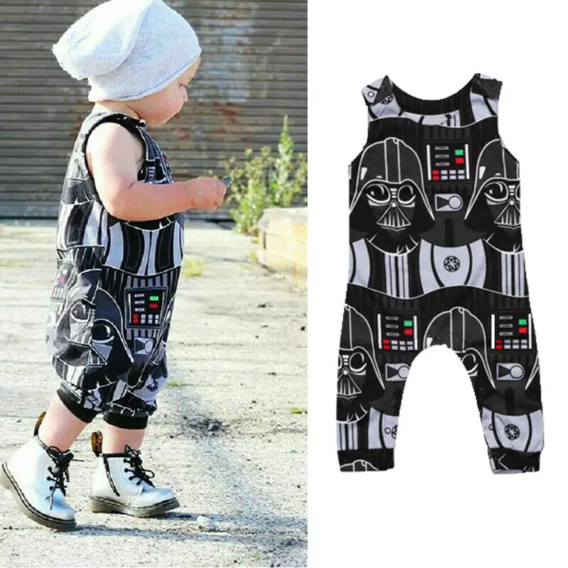 Newborn Kids Baby Boy Romper Star Wars Cartoon Sleeveless Jumpsuit Harem Pants Clothes Summer Outfit 0-3Y |