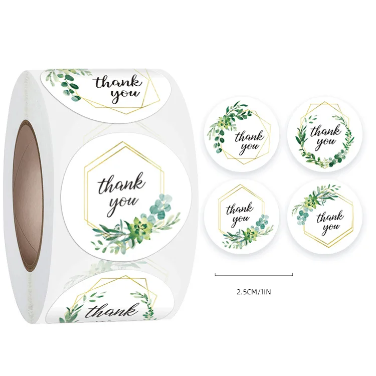 

Flowers Thank You Stickers for Your Order with Heart 500Labels 1'' White Round for Small Business Boutique Bags, Wedding Favors