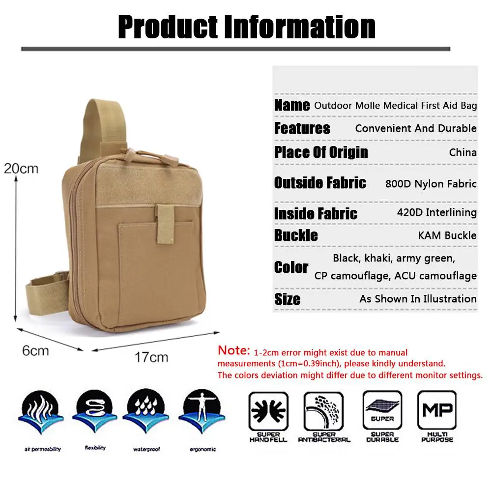 

FGJ Outdoor Molle Medical First Aid Bag Multifunctional Emergency Bag Camping Bag