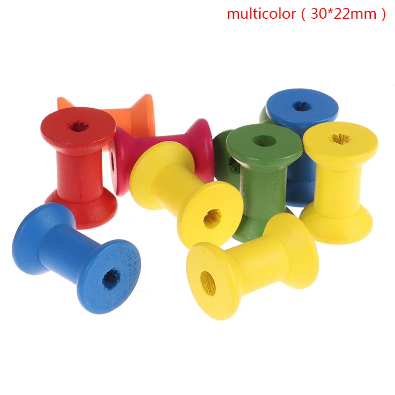 

10Pcs/Pack Mixed Color Empty Wooden Bobbins Needlework Bobbin Spools Spools Thread Sewing Tools Accessory Embroidery 4 Size