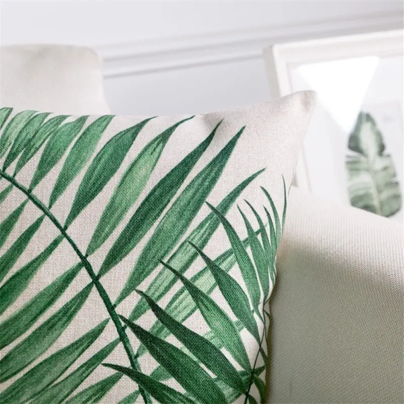 

Nordic Tropical Leaf Plant Decorative Pillow Cover Greenery Monstera Palm Leaves Sofa Cushion Cover Linen Pillowcase Home Decor