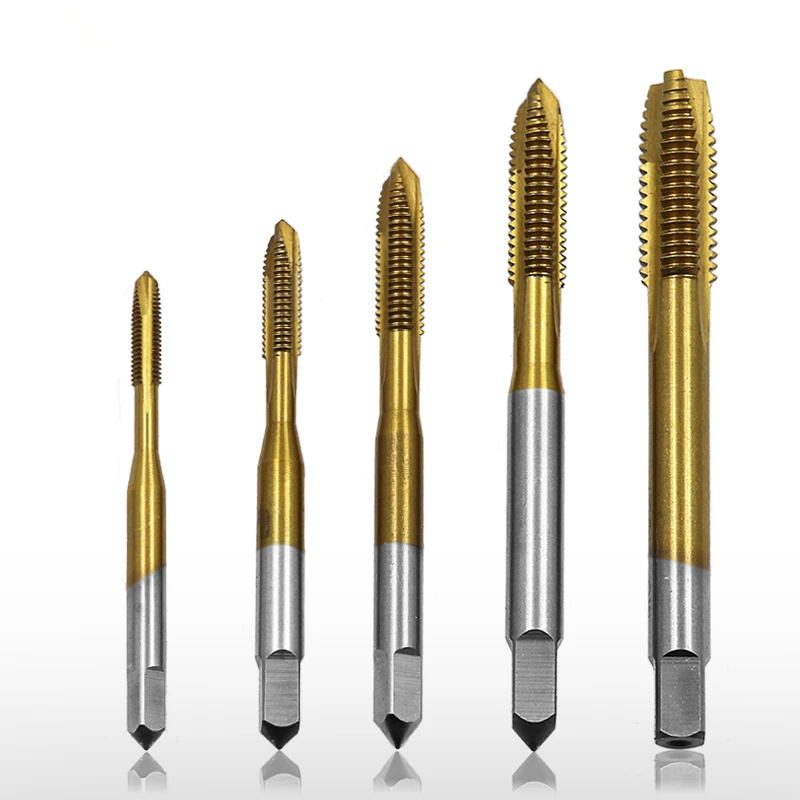 

Titanium Coated Thread Taping Drill Metric HSS Spiral Fluted Machine Screw Tap Spiral Pointed Taps M3 M4 M5 M6 M8 Metal Tools