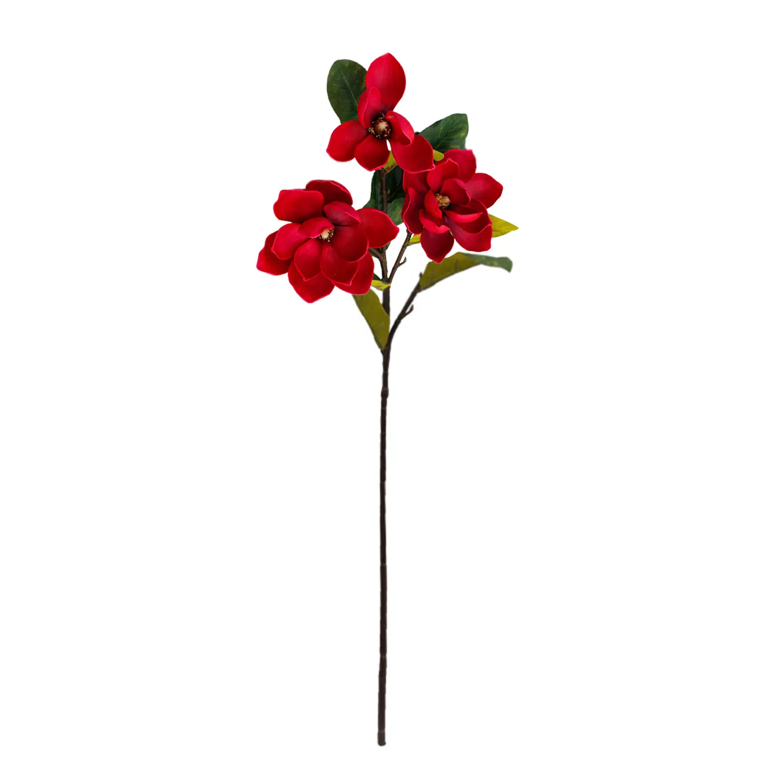 

Magnolia Artificial Flowers Simulation Plant Fake Decoration With Leaves Oversize Big 3 Heads Foamy Feel