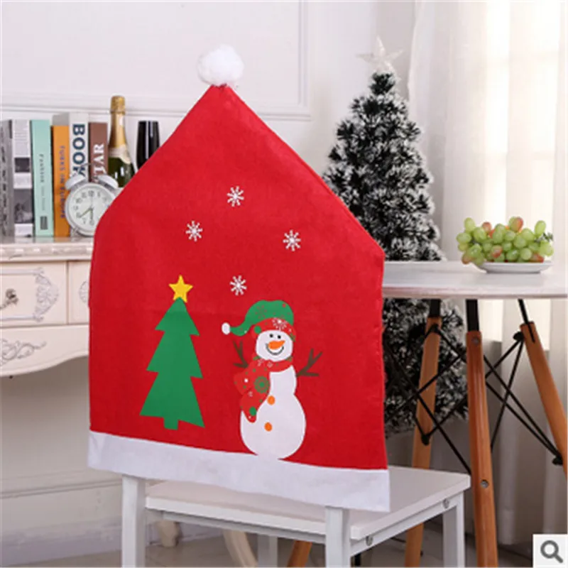 Snowman Рождественские чехлы на стулья Санта-Клаус, рождественские кухонные скатерти, вечерние чехлы на стулья, украшения - Цвет: Snowman