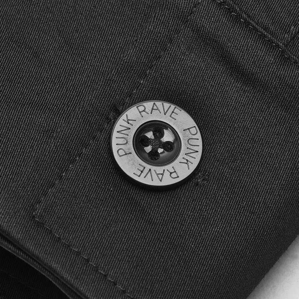 Мужская длинная рубашка в стиле Панк RAVE Готическая тёмная китайском