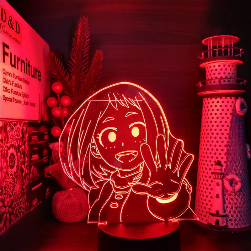 

Boku no Hero Academia OCHACO URARAKA 3D LED ANIME LAMP Nightlights MY HERO ACADEMIA Visual Light Lamp For Gift