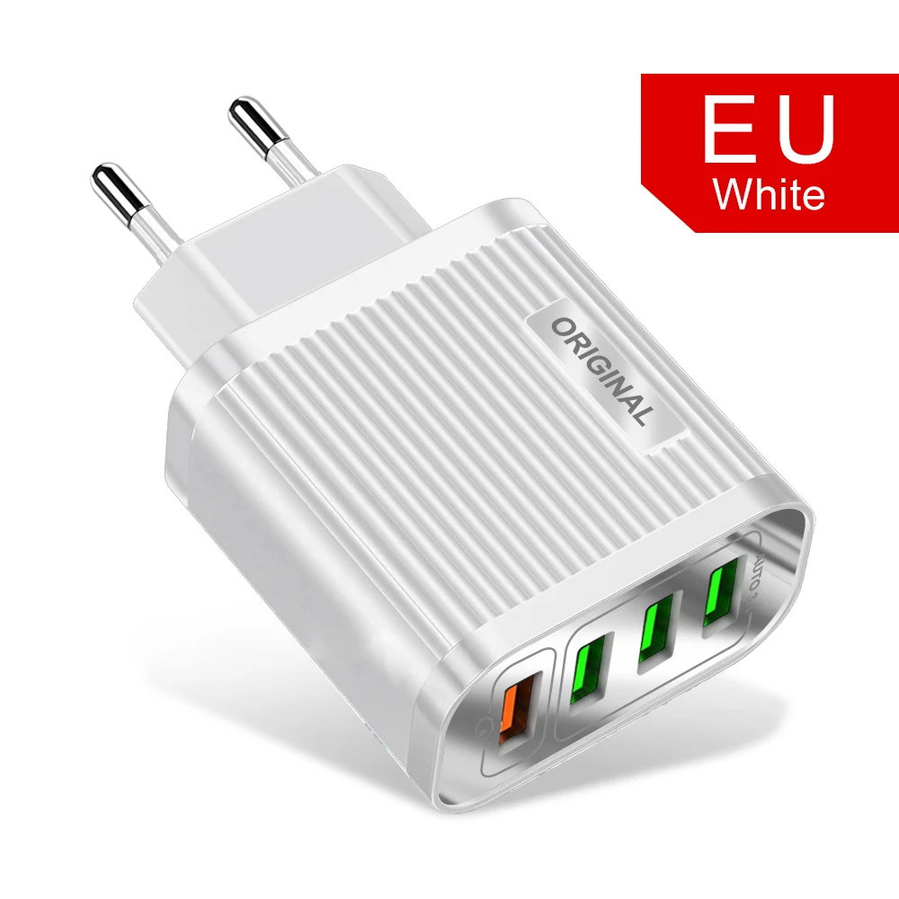 Быстрая зарядка 3,0 4,0 USB зарядное устройство для телефона 4 порта USB 35 Вт QC3.0 быстрое зарядное устройство для iPhone 11 Xiaomi huawei настенное зарядное устройство адаптер - Тип штекера: Silver
