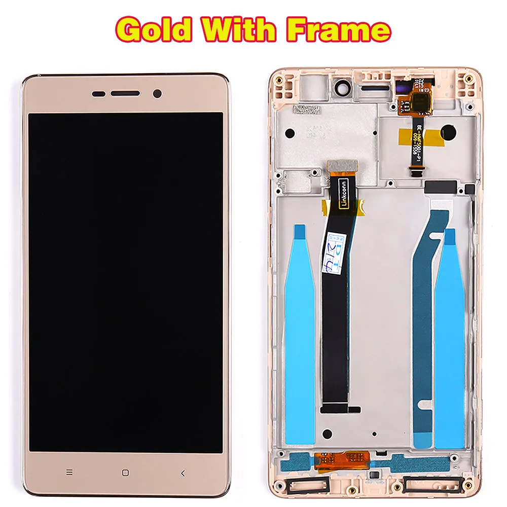 Gold With Frame 5,0 дюймов ЖК-дисплей для Xiaomi Redmi 3 1280*720 кодирующий преобразователь сенсорного экрана в сборе рамка для Xiaomi Redmi 3S ЖК-экран - Цвет: Gold With Frame