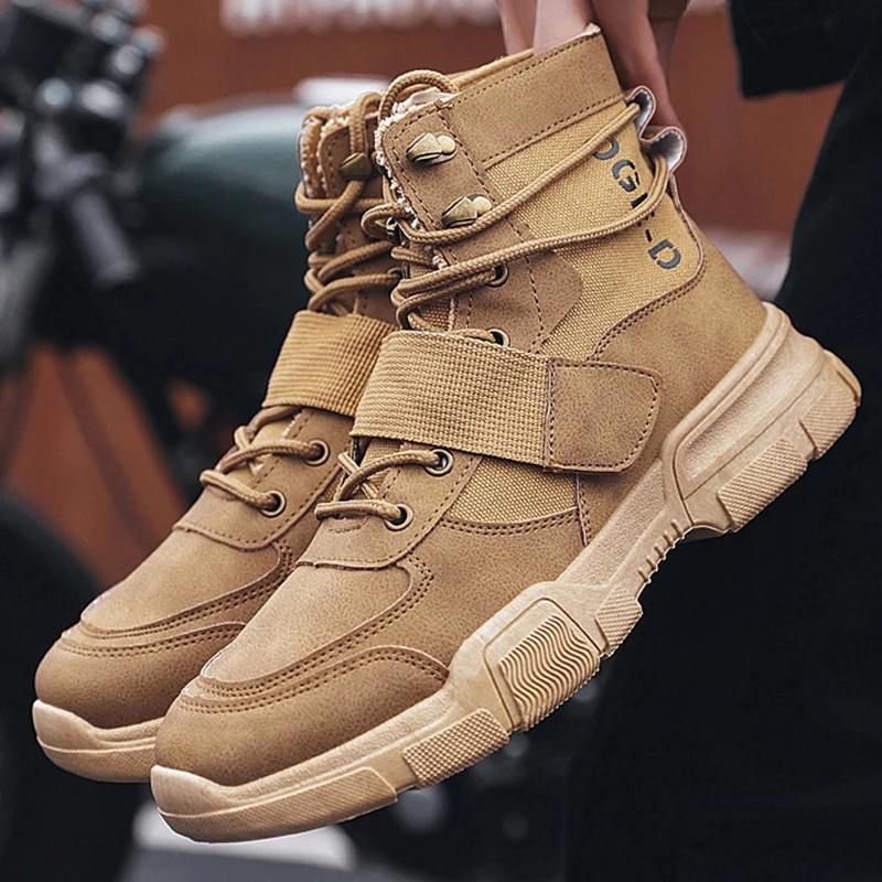 Мужские ботинки дезерты модные зимние мужские теплые рабочие ботильоны обувь с