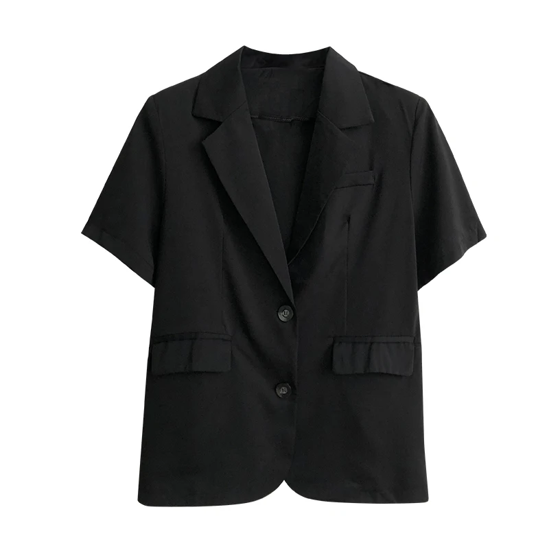 Полумесячный городской однотонный Тонкий костюм с коротким рукавом пальто для