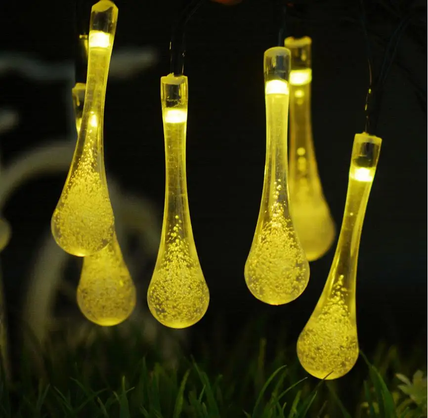 

LED Solar christmas lights outdoor 6M 7M Water Dorp ball string warm New Year's garland holiday wedding party decorative lights