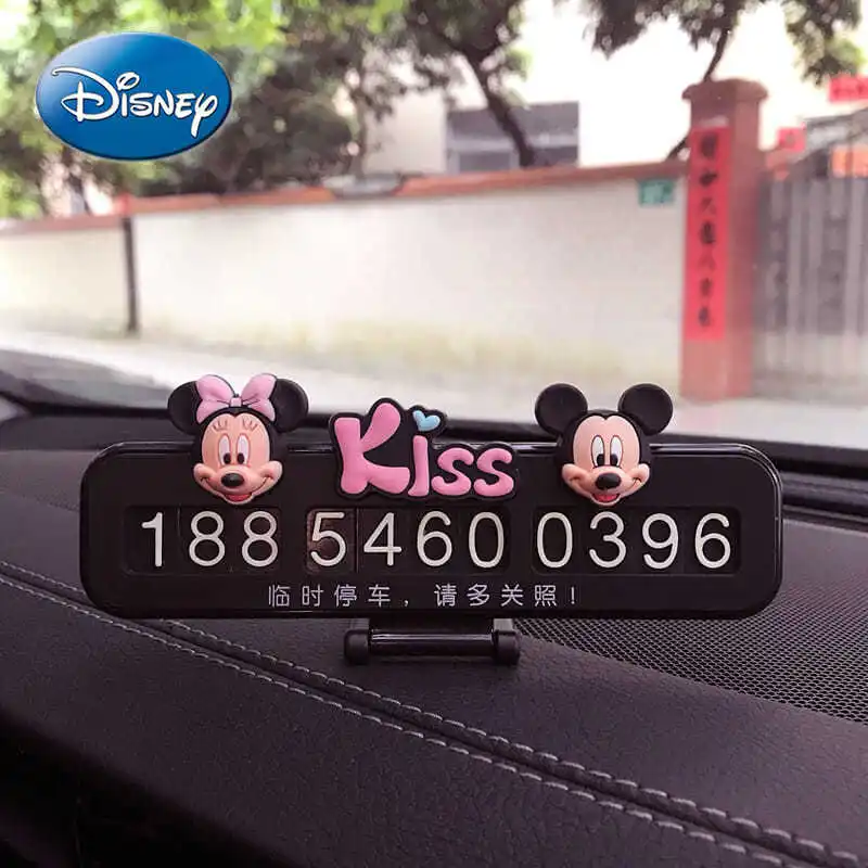 

Disney Mickey Mouse Minnie Car Temporary Parking Number Moving License Plate Telephone Number Plate Car Decoration Ornaments