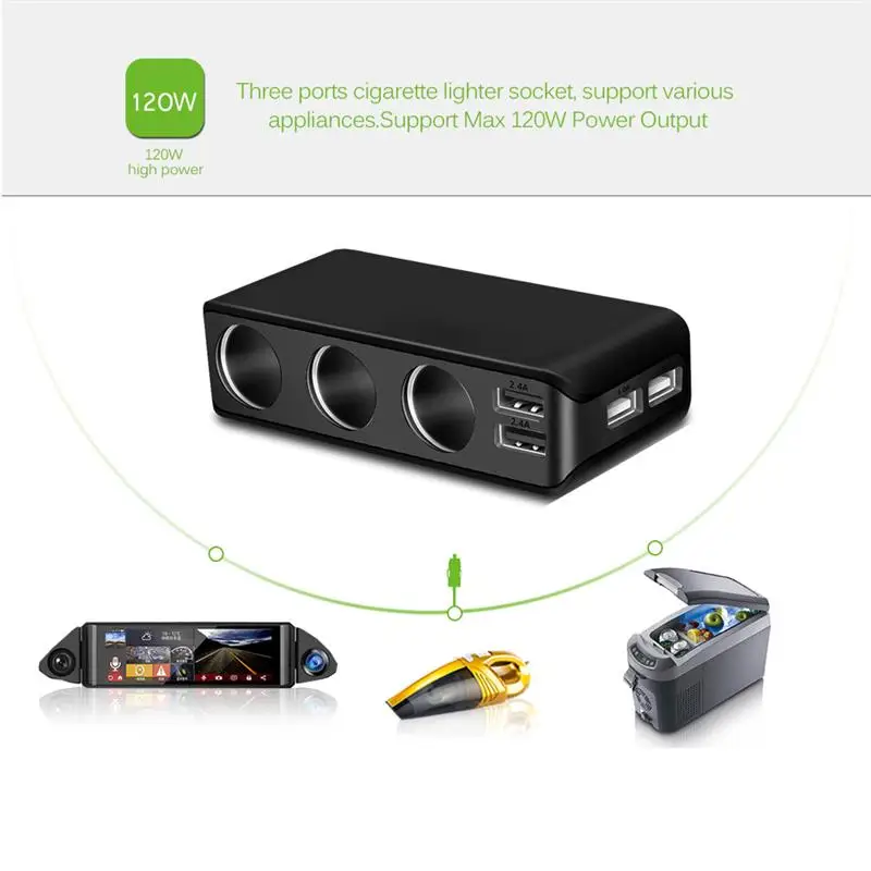 3 сторонняя розетка для автомобильного прикуривателя Onever 4 порта USB разветвитель