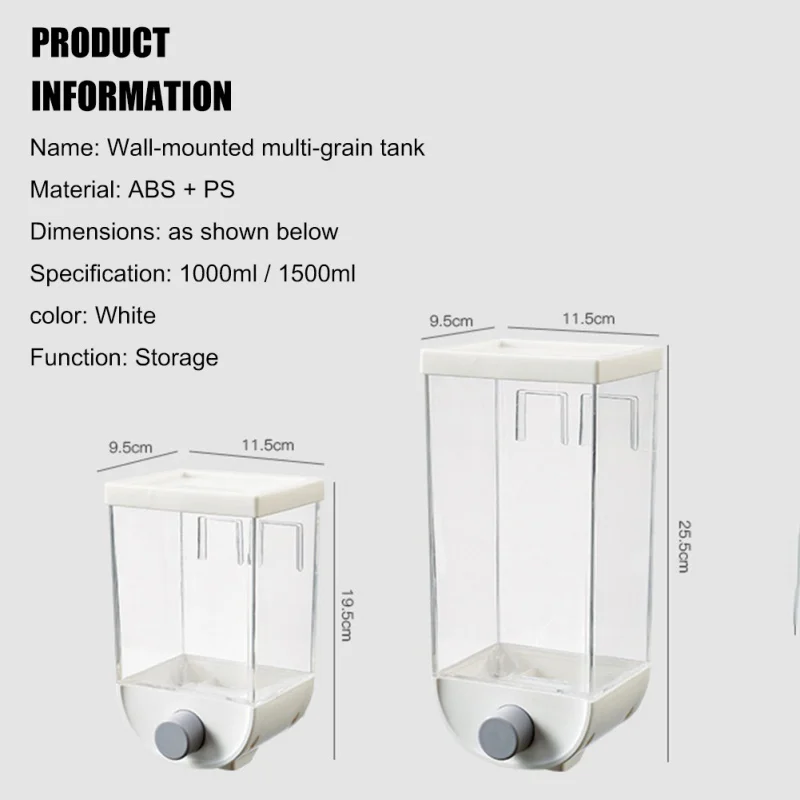 

Transparent Kitchen Wall-mounted Storage Tank Grain Storage Box Grain Rice Bean Sealed Jar kitchen Accessories