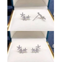 caoshi aesthetic flower stud earrings women stylish engagement accessories delicate design ear jewelry shiny crystal zirconia