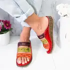 Летние женские сандалии, 3 цвета, Прошитые сандалии, женская повседневная обувь с открытым носком, на танкетке, шлепанцы пляжная обувь, 2021