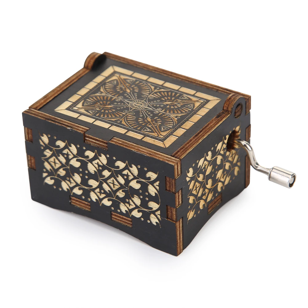 

Carved Hand Cranked Musical Box Red Wooden Manual Child Birthday Children/friends Christmas Gift Birthday Present