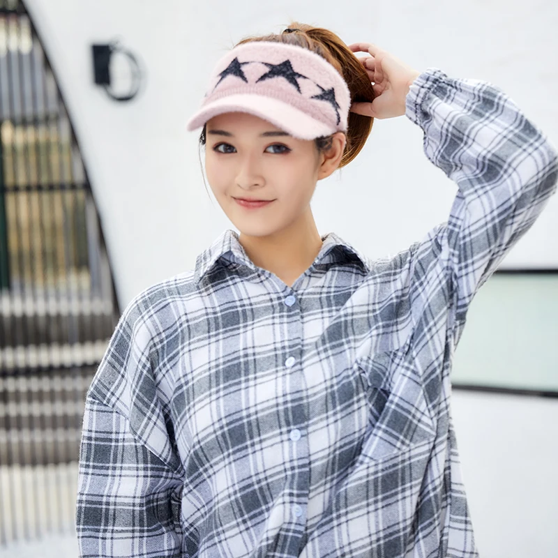 Новинка женская спортивная зимняя шляпа пустая модная шерстяная с принтом звезд