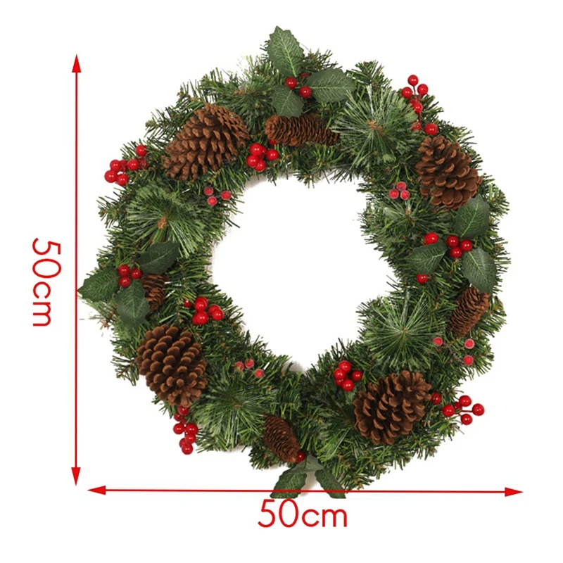 

Christmas Wreath, Xmas Berry Wreath with Red Berries and Cones for Home Wall, Window, Staircase, Door Decorations