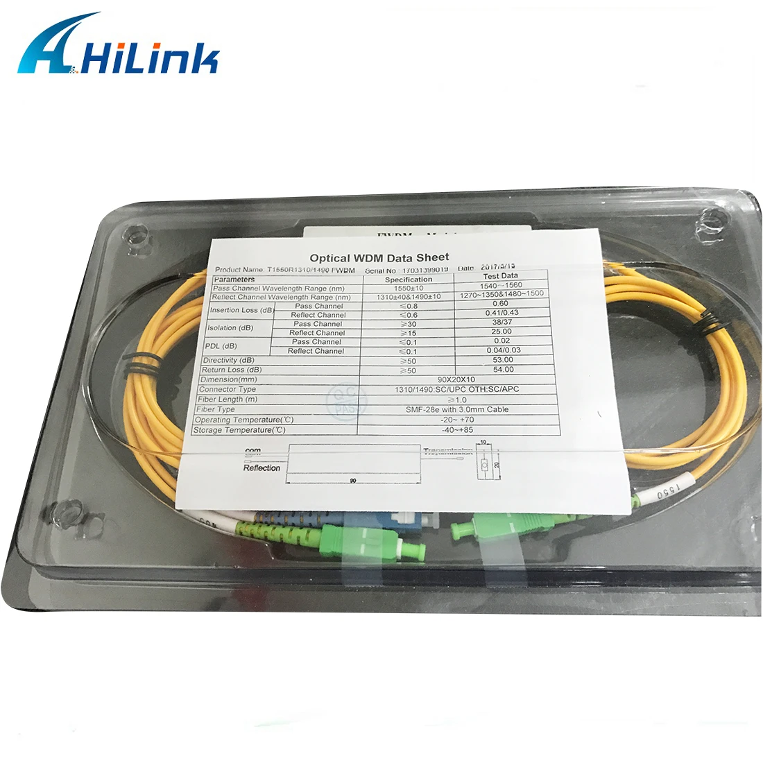 (1 шт. для тестирования) фильтр Hilinktech FWDM ABS BOX TX1550 RX 1310/1490nm 1550 + COM SC/APC 1490/1310