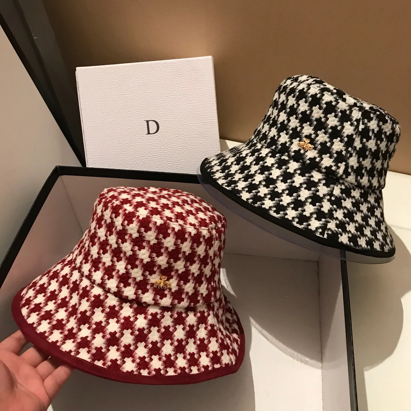 

Plaid Big Brim Casual Fisherman Hat Korean-Style All-match Japanese-Style Bucket Hat Ladies Fashion Ins Celebrity Inspired