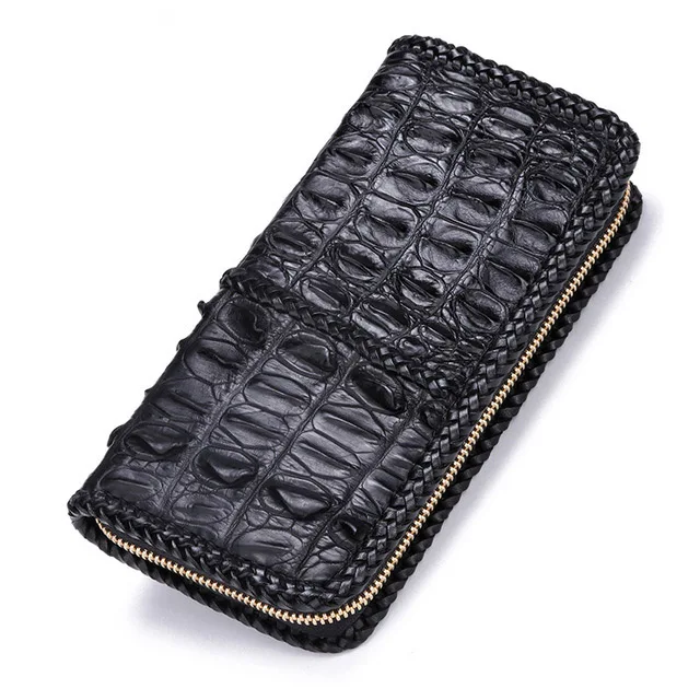 

Famous brand original hand-woven crocodile leather men wallet zipper leather personality clutch bag large-capacity wallet woman