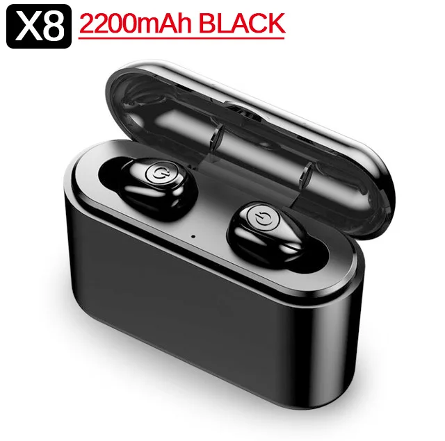 X8 TWS Bluetooth настоящие беспроводные наушники Bluetooth наушники мини TWS водонепроницаемые наушники с 2200 мАч внешним аккумулятором для всех телефонов - Цвет: X8 Black