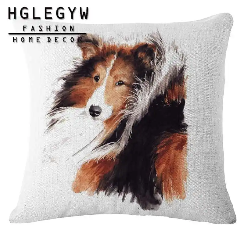 Милый чехол для подушки в виде овчарки наволочка из хлопка и льна 45*45 см наволочки