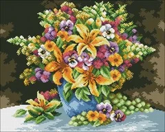 

YIXIAO Counted Cross Stitch Kit Cross stitch RS cotton with cross stitch Still life elegant lily vase