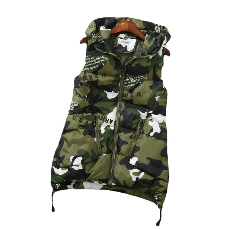 

Cotton Jacket Coat women's autumn-winter 2021 new casual warm Hooded vest self-cultivation All-match zipper pocket solid color