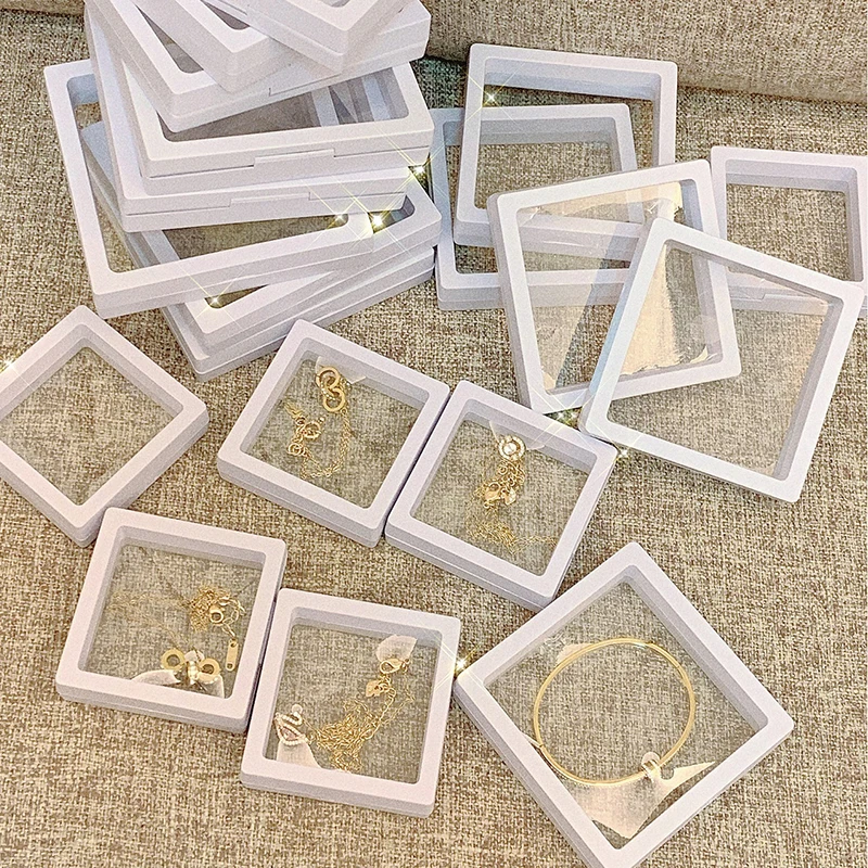 

10PCS Set 3D Floating Display Case Stands Holder Suspension Storage for Pendant Necklace Bracelet Ring Coin Jewelry Pin