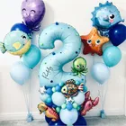 44 шт Под море океан мир воздушные шарики в виде животных шара с цифрой море тематическая вечеринка на день рождения украшения Дети DIY Baby Shower украшения