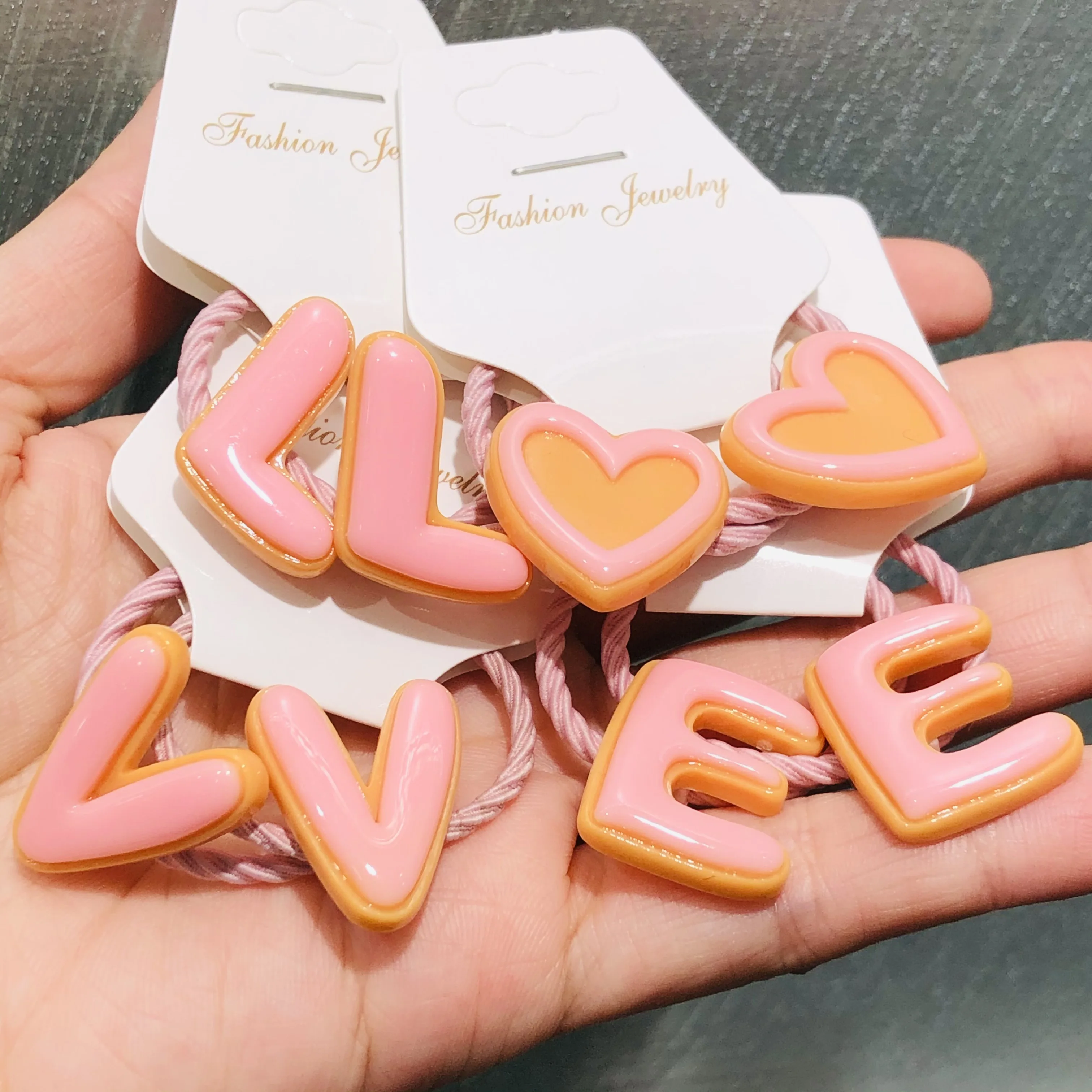 

Резинки для волос Детские с надписью Love, милые розовые резинки для волос, аксессуары для волос, 2 шт.